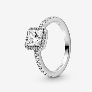 Pandora Square Sparkle Halo Ring